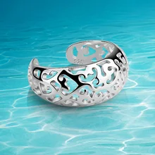 Elegante versão larga da barriga de cobra em forma de anel. Oco para fora padrão decorativo 925 anel de prata esterlina, frete grátis(China)