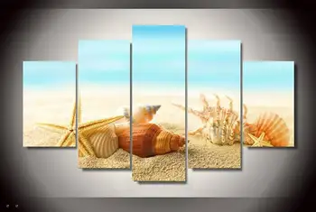 

Hd Printed Seashells Starfishes Beach Group Painting Canvas Print Room Decor Print Poster Picture Canvas Free Shipping/90656
