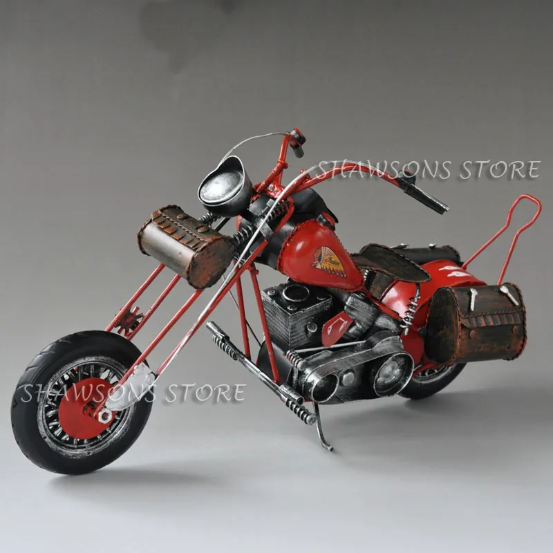 1:8 ручной работы металлический мотоцикл модель ручной работы коллекции Чоппер круизер велосипед большой размер реплика домашний орнамент - Цвет: Красный