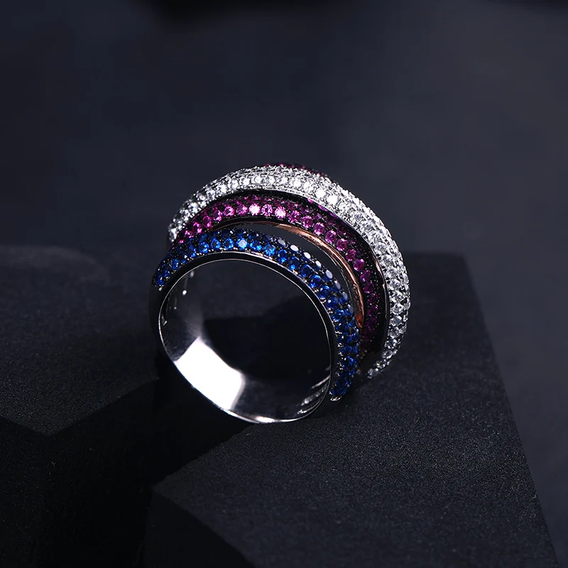 Новое роскошное многоцветное кольцо с натуральным цирконием для женщин, ювелирные изделия для помолвки, кольцо на палец, модные вечерние ювелирные изделия для свадьбы