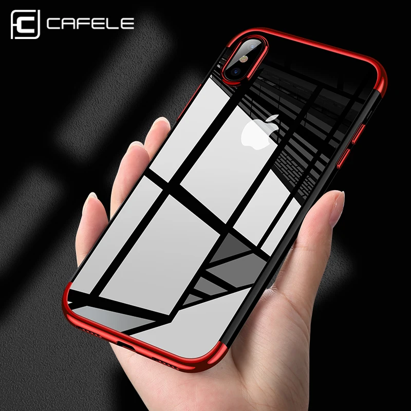 CAFELE Silicone Phone Case for iPhone X 10 Transparent TPU Plating Luxury Mobile Phone Back Shell for iPhone X Soft Case Cover