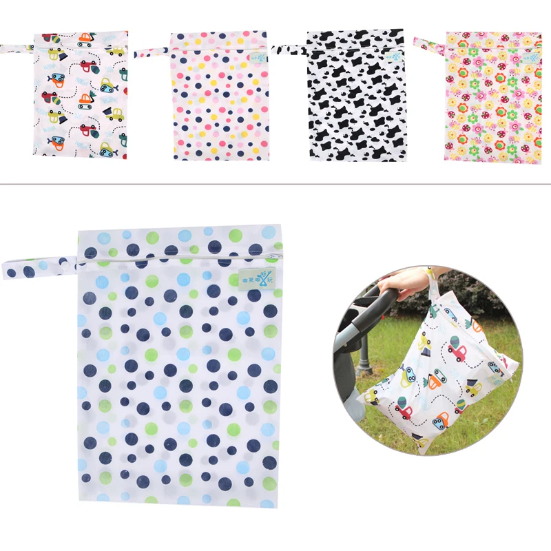 

New Baby Nappy Storage Waterproof Bag Diaper Bag Washable Nappy Wet Dry Cloth
