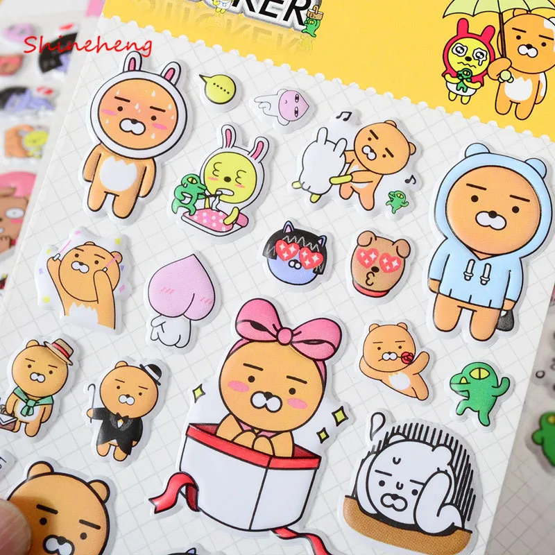 

SHINEHENG Wholesale 100pcs/lot DIY Ryan 3D Pop Up Stickers Apeach Muzi Neo Con Frodo Jay-z Tube Cute Cocoa Friend Toys