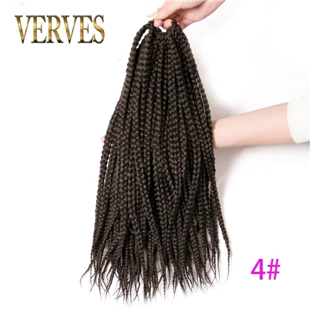 VERVES пряди для наращивания волос 14 ''18'' коробка косички волос 22 пряди/упаковка чистый и Омбре плетение волос Синтетические косички - Цвет: #4