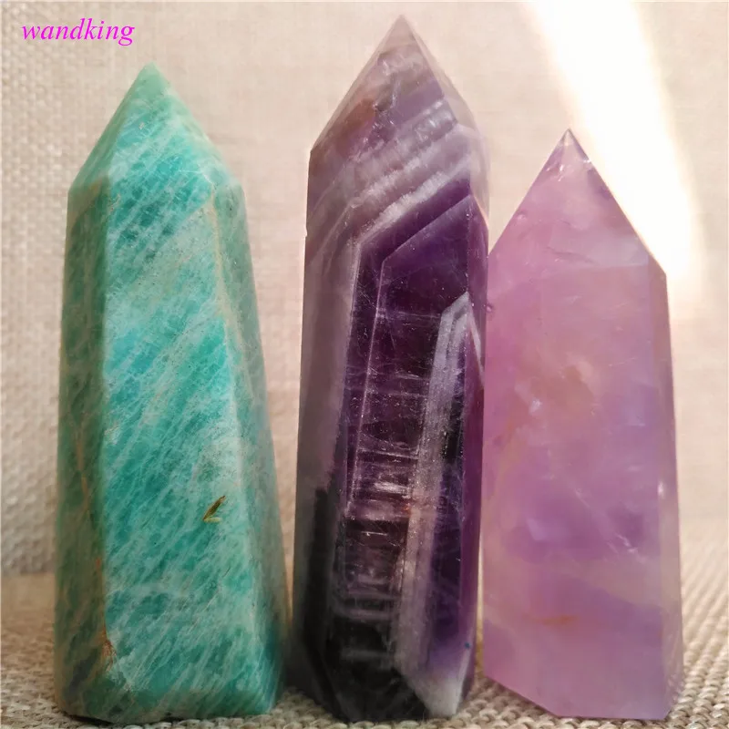 

Natural amazonite+amethyst+dream amethyst quartz crystal wand (55-70mm)