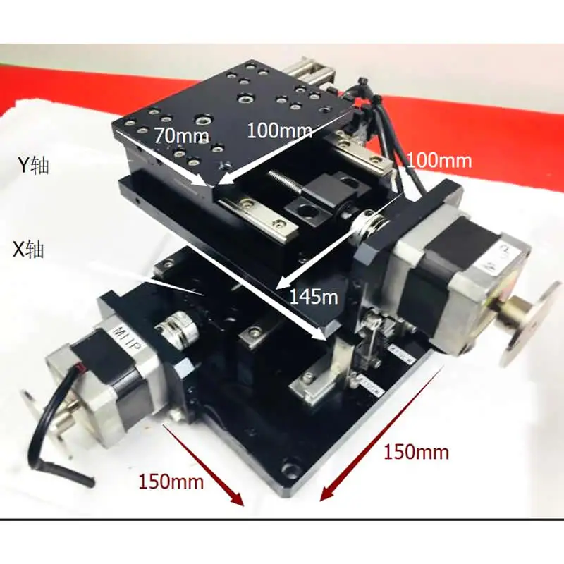 

Cross slide XY electric translation stage accuracy 0.5 micron 0801 ball screw cross roller guide
