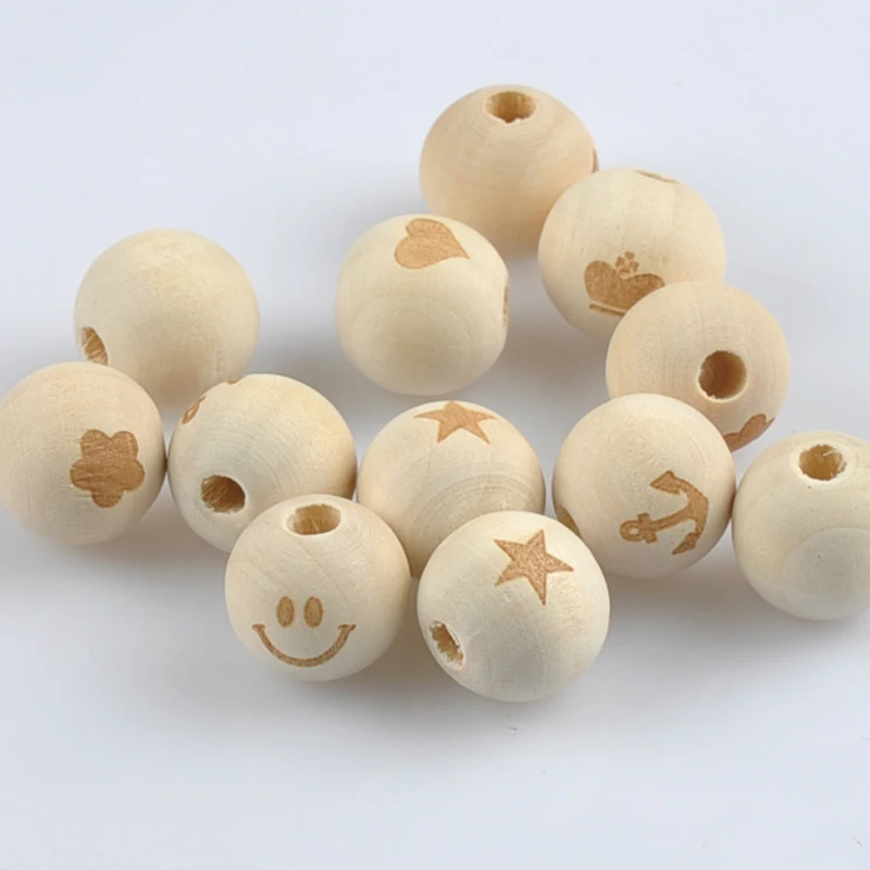 

18mm 20pcs artistic carving natrual Wooden Round Spacer Beads For Jewelry making MT2048