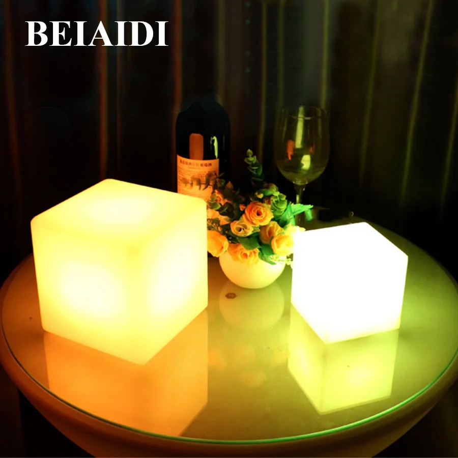 BEIAIDI Cordless Led Cube Bar Table Light Rechargeable Mood Night Party Wedding LED Illuminated Furniture | Лампы и освещение