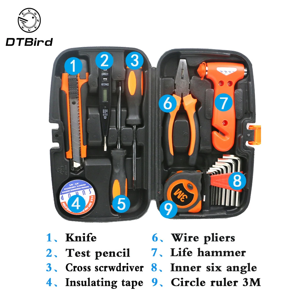 

16pcs/set Home car kit Multifunctional wood electrician maintenance manual combination hardware kit Household Tool Set Hand Tool