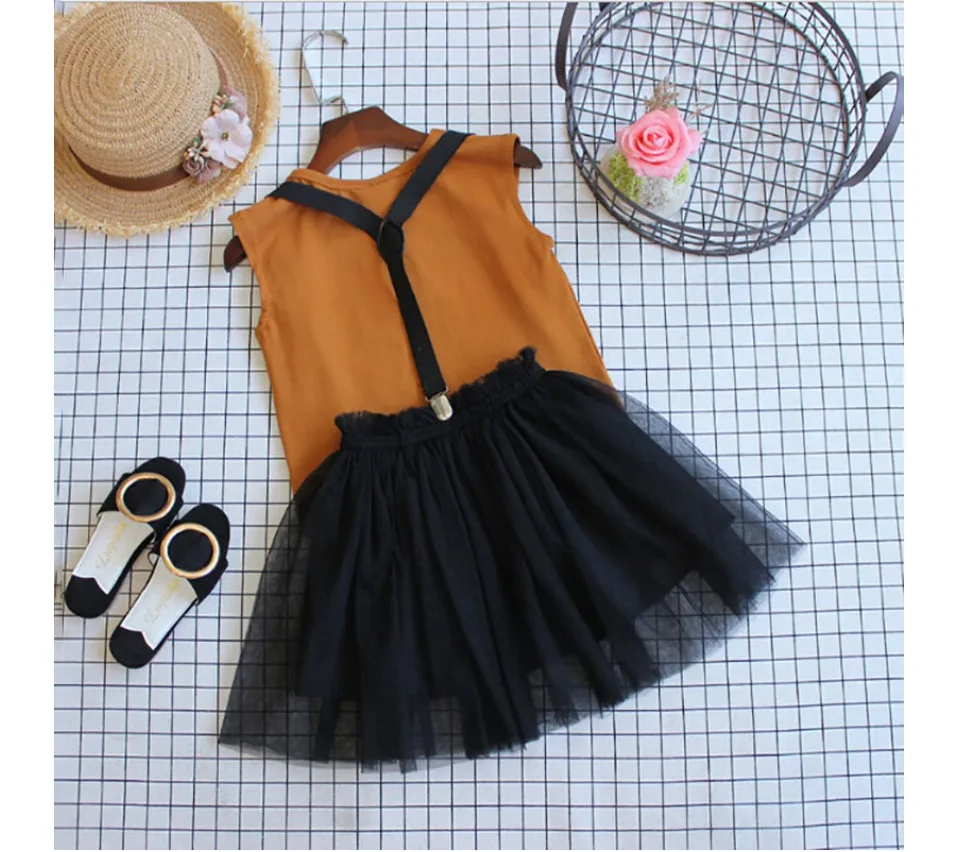 Roupa das Meninas Camisa sem Mangas Conjunto de Roupas de Moda Conjunto Verão Marrom & Geral 2 Pcs Crianças Crianças Roupas Menina Roupas Bonito Conjunto 9 Cheap Conjuntos de roupas