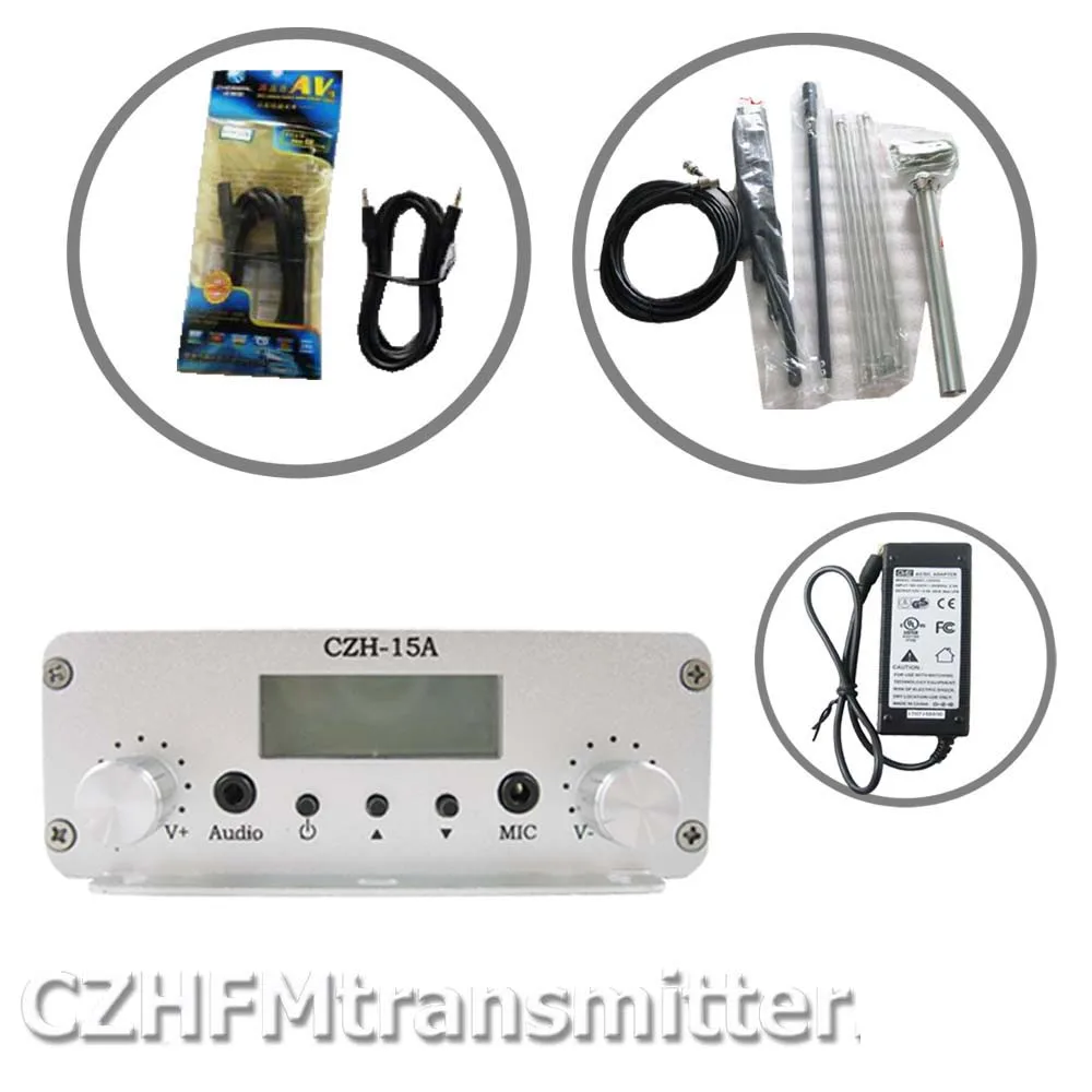 

CZH CZE-15A 15W FM stereo PLL broadcast transmitter+GP100 FM antenna kit 87-108MHZ