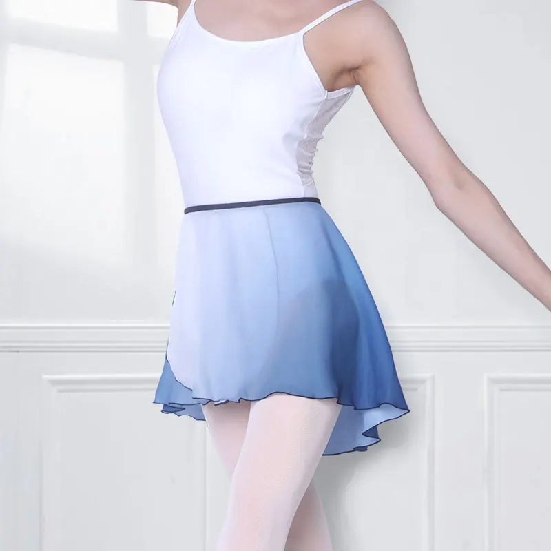 Womens Lyrical Dance Skirt Gradient Color Chiffon Long Swing