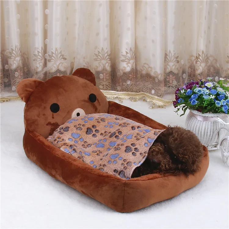 DannyKarl, высокое качество, большая порода, кровать для собак, диван, коврик для дома, 4 размера, кроватка для домашних животных, домик для больших собак, большое одеяло, подушка, корзина - Цвет: Brown bear