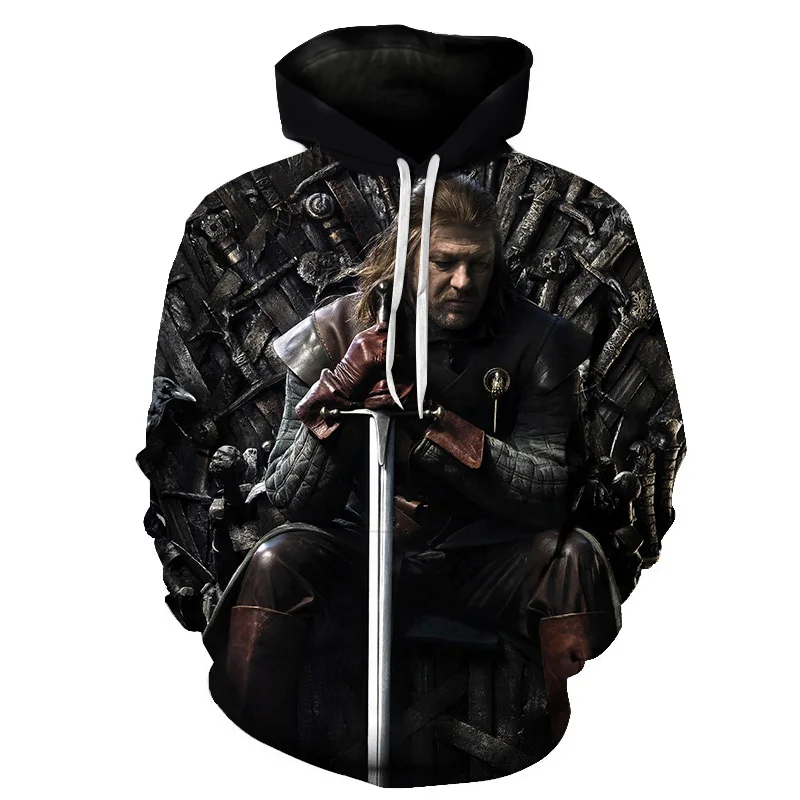 New Movie Game of thrones Hoodie Men Women All characters Cosplay 3d Sweatshirts Hoodies Casual Men Streetwear Pullover 6XL