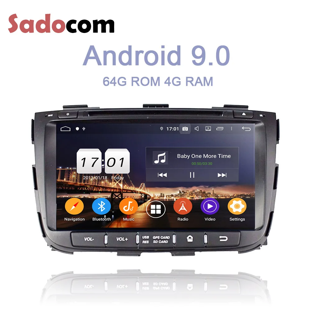 Perfect 8" IPS DSP 2 din Android 9.0 Octa Core 4GB RAM 64GB Bluetooth 4.2 GPS map Car DVD Player RDS autoradio For kia SORENTO 2013 2014 3
