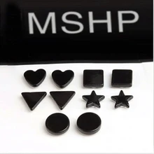 Магнитные серьги-гвоздики без пирсинга для женщин, мужчин, малышей, без отверстия для ушей, квадратное сердце, звезда, круг, магнитная серьга, маленькие серьги-гвоздики, ювелирные изделия