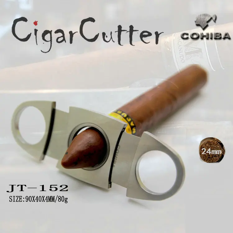 COHIBA Каттер для сигар из нержавеющей стали для курения с кожаным мешком Подарочная коробка карманный нож для сигарет кубинские инструменты jt152