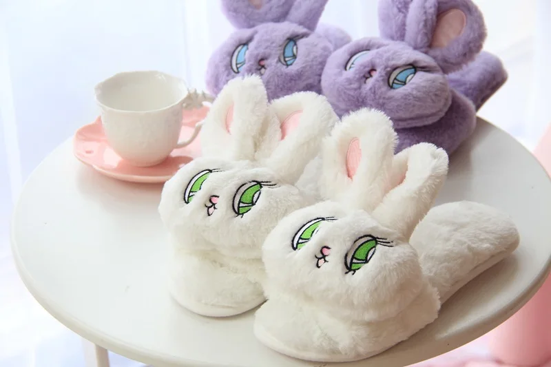 HUANQIU Autumn And Winter Plush Slippers Cartoon Home Cotton Slippers Elk Off-the-slip Slippers wyq96