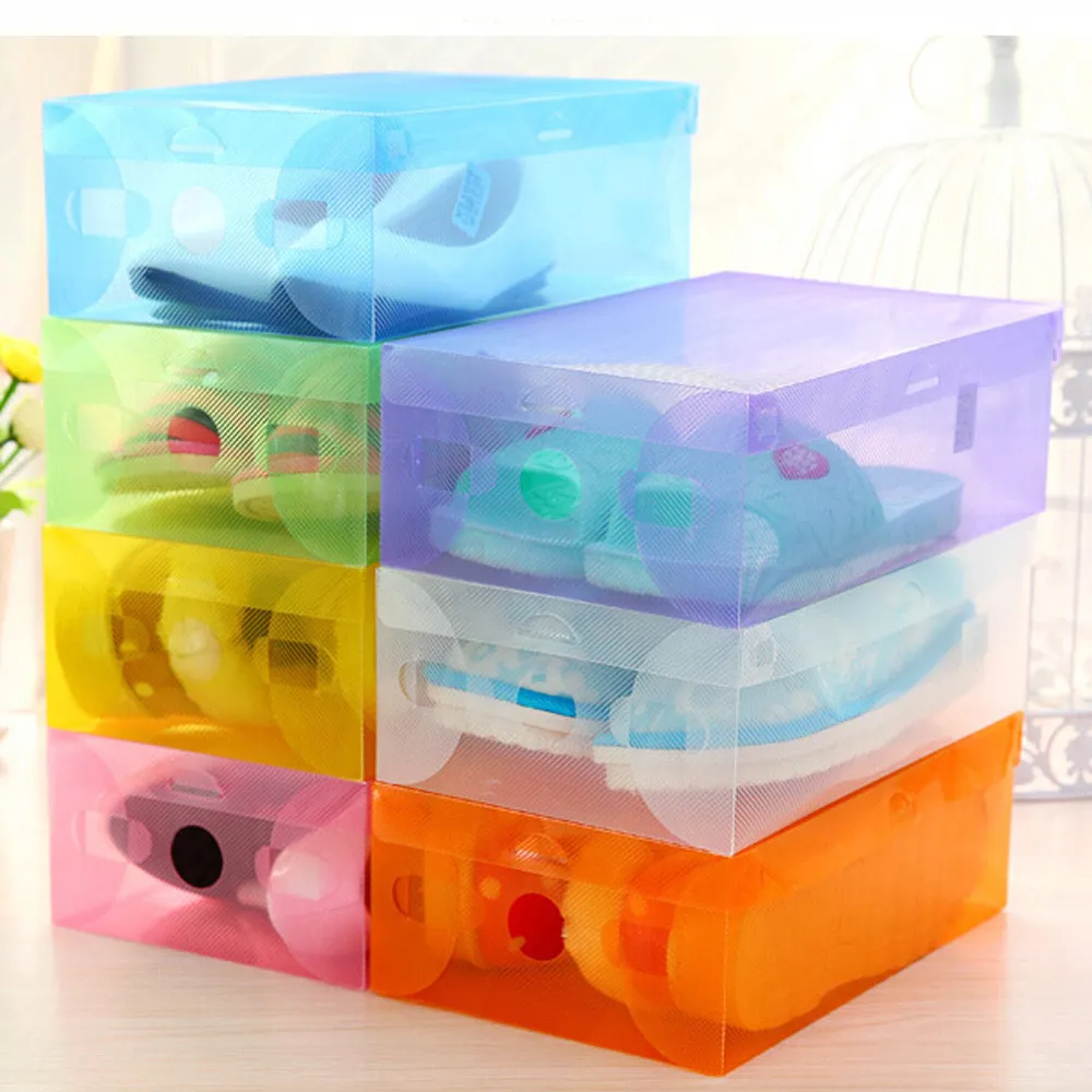 

1pc Shoe box 28x18.5x9.5cm Plastic durable save space Storage Box Organization Transparent Thickened drawer hot in 2019 F131