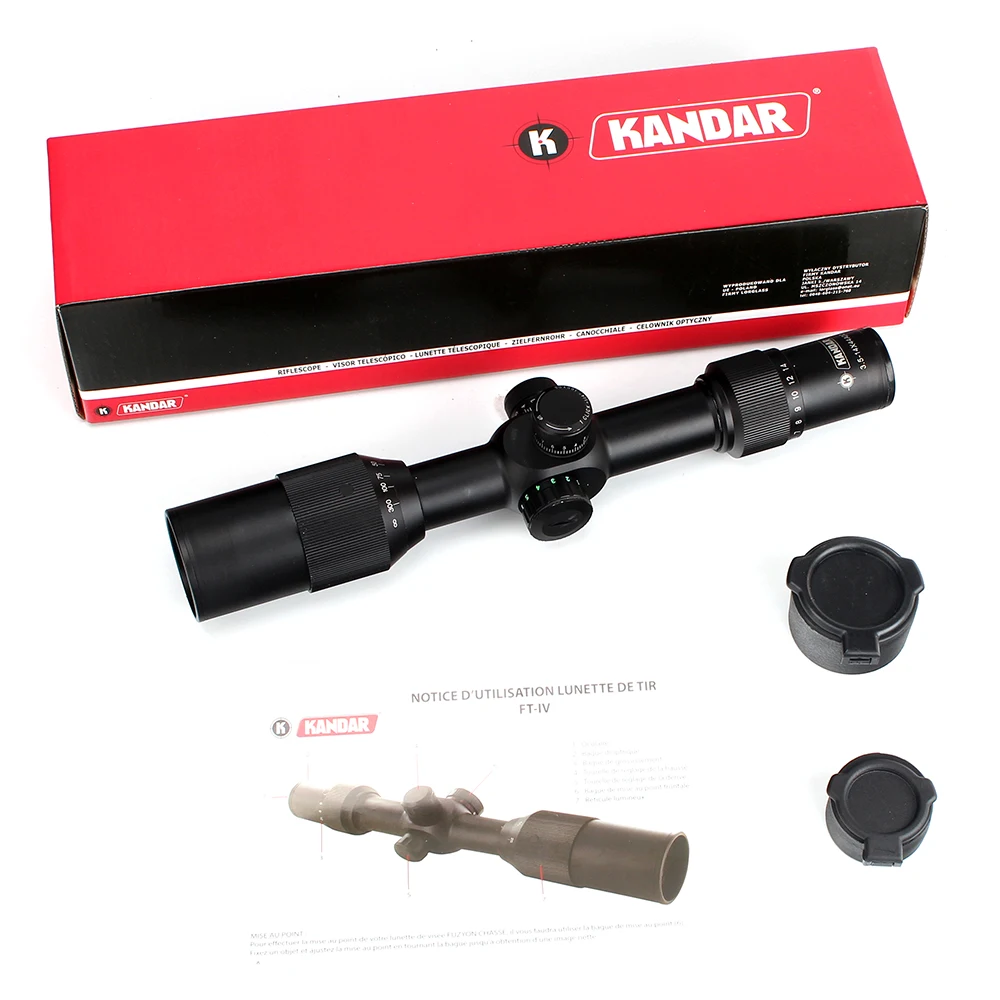KANDAR 3.5-14X44 AOQ First Focal Plane Hunting Riflescopes Red Green Illuminated P4 Glass Etched Reticle Turrets Lock Scope (5)