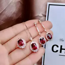MeiBaPJ Хорошее качество натуральный красный драгоценный камень, гранат модный набор украшений для женщин Настоящее серебро 925 проба изящное ювелирное изделие "Шарм"