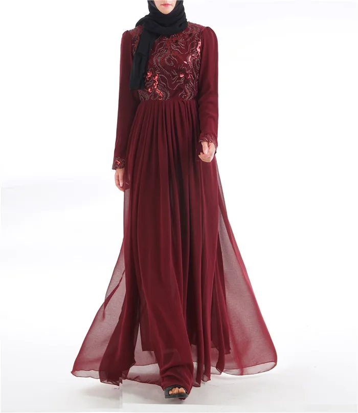 Мусульманское модное кружевное шифоновое платье с блестками для свадебной вечеринки для женщин, элегантное платье абайя для взрослых, роскошное женское платье в Дубае