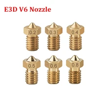 E3D V5 V6 Nozzle 0.2mm 0.3mm 0.4mm 0.5mm Copper for 1.75mm Filament M6 Threaded Brass 3D Printer Extruder Parts