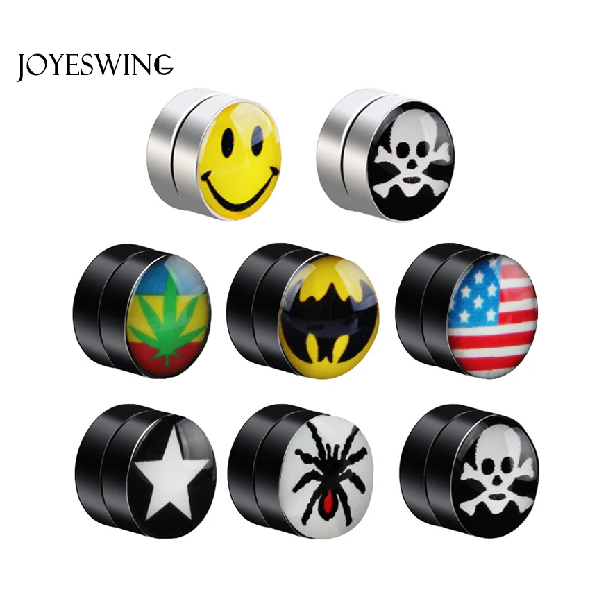 

JOYESWING Trendy Cartoon Face Cute Stud Earrings No Piercing Magnet Round Fashion Women&Men Magnetic Earrings Brincos Jewellry
