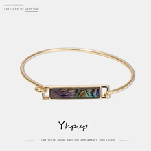 Yhpup Модная медная Абалон ракушка браслеты геометрический темперамент массивные украшения для женщин вечерние офисные