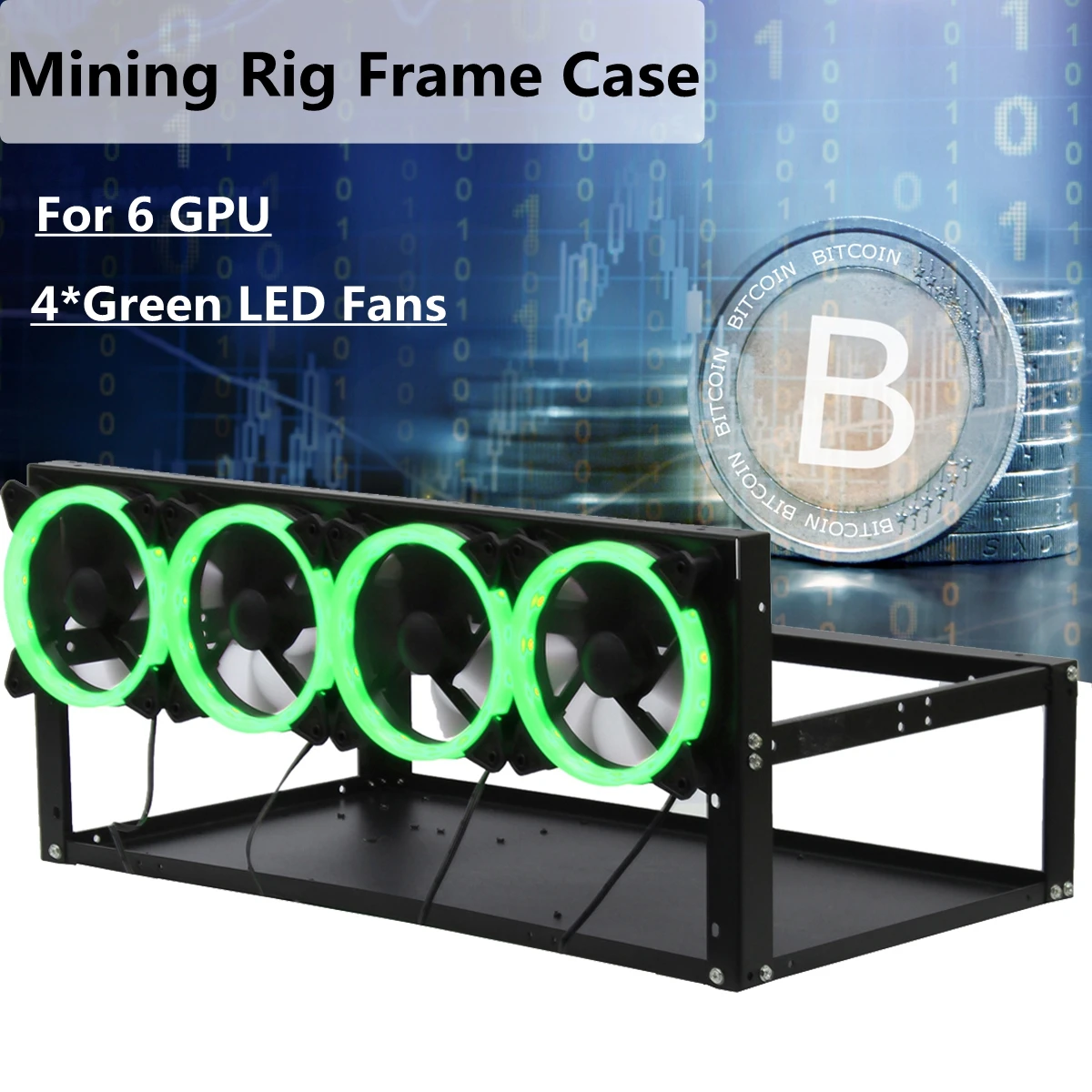 

6 GPU Open Air Frame Mining Rig Aluminum Stackable Case Mining Machine Frame With 4 Fans