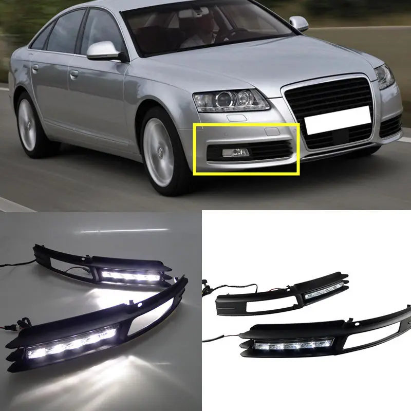 

For Audi A6 C6 2009-2011 2PCS White LED DRL Daytime Running Light Driving lamp