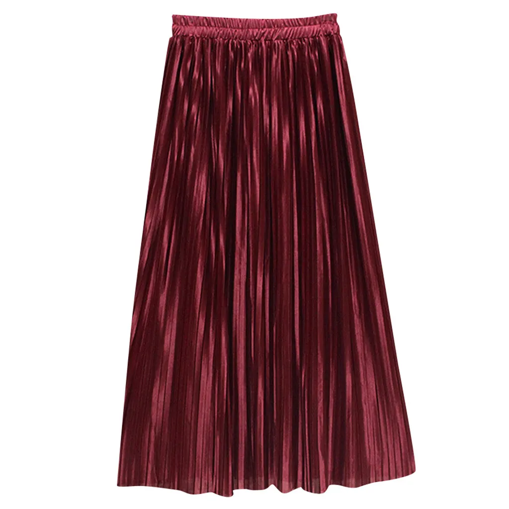 JAYCOSIN Женская однотонная плиссированная трапециевидная юбка с высокой талией, эластичная талия, модные юбки принцессы для путешествий, Лидер продаж, 25 июня
