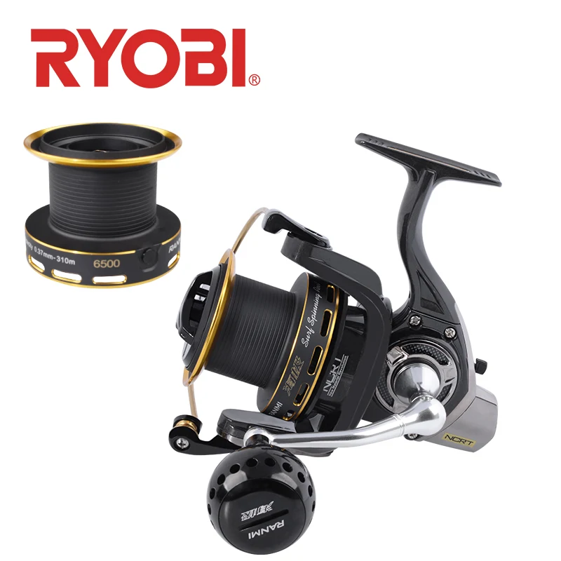 

Original RYOBI RANMI surf reel Fishing Spinning Reel 6500 Gear Ratio 5.0:1 7+1BB Max Drag 12kg Carp Fishing Wheel Double spool
