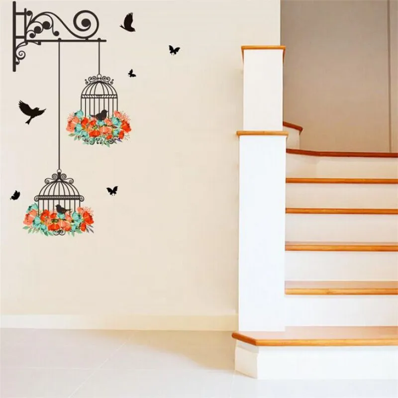 

Bird cage Decorative Wall sticker home decor Painting Bedroom Living room TV Wall Stickers Mural decoration 2O0816