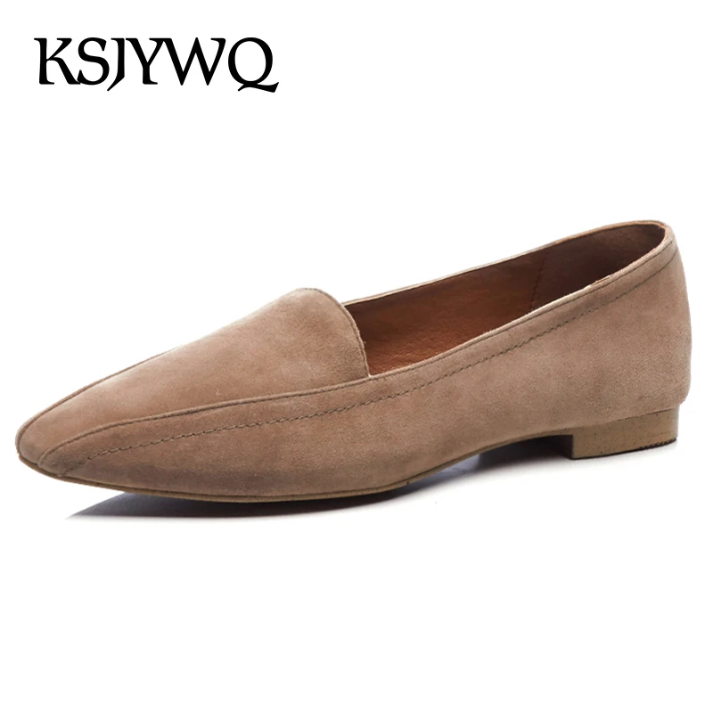 

KSJYWQ Genuine Leather Women Low Pumps 1.5 CM Heels Summer Style Dress Gray Shoes Slip-on Woman Casual Shoe Box Packing MT11001