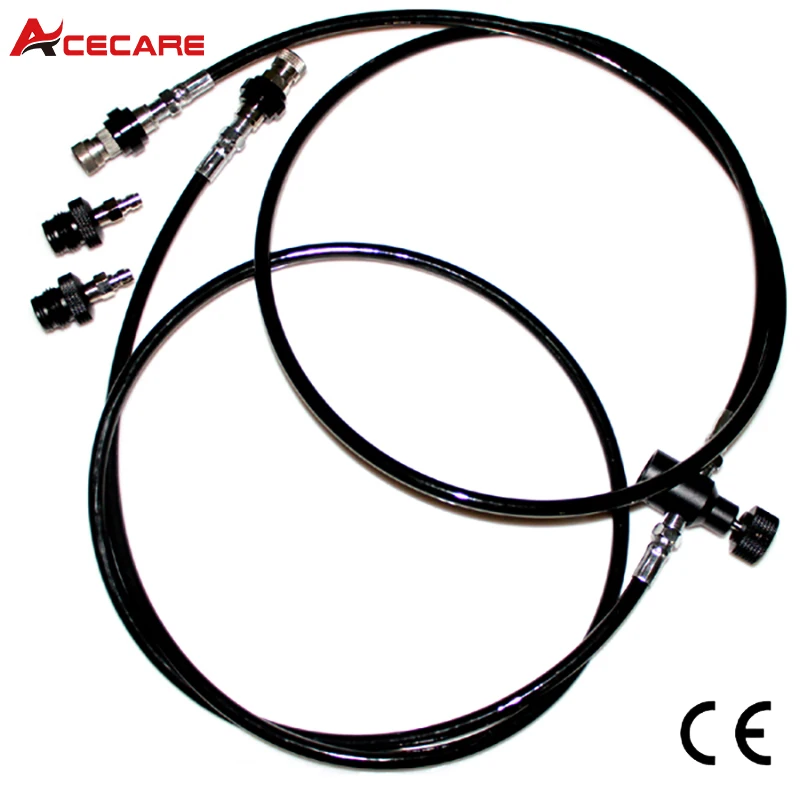 

Acecare Dual 52" straight remote with QD and slide check double long hose NEW paintball