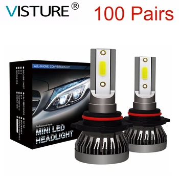 شراء100 زوج في الكثير سيارة ضوء لمبة البسيطة LED H4 H7 H11 LED H1 H8 H9 9005 9006 H13 9004 9007 السيارات المصابيح الأمامية 12 V مصباح ليد Visture M1