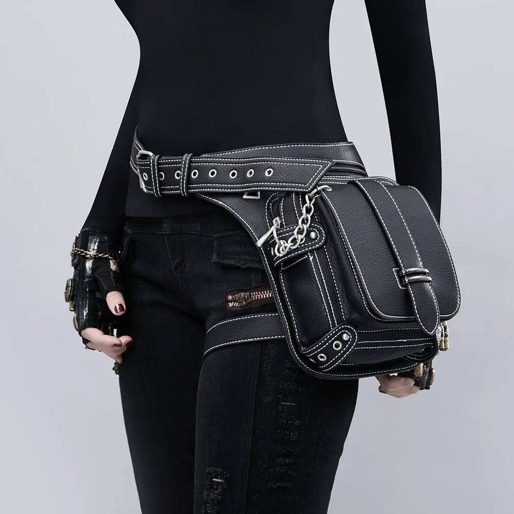 Дамская поясная сумка с карманами, сумка-мессенджер в стиле панк Mujer, Женская походная поясная сумка, Женская Высококачественная сумка из натуральной кожи, дорожная сумка для верховой езды - Цвет: Leg10