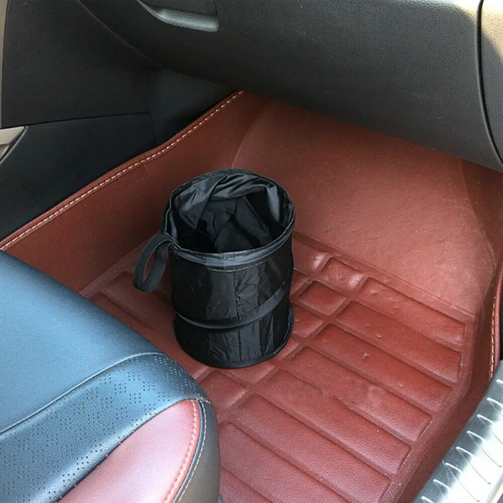

New Car Black Trash Bag Litter LeakProof Bin Wastebasket Holder Container Storage Box Foldable Organizer Interior Accessories