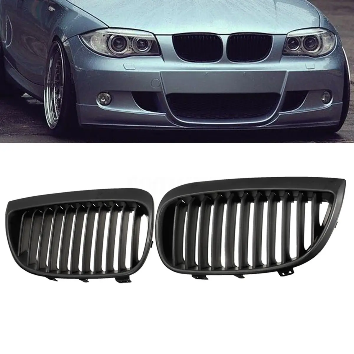 1 пара черный автомобиль передняя решетка гонки гриль для B-m-w 1 серии E81 E87 2004-2007 Oe: 51137077129 51137077130
