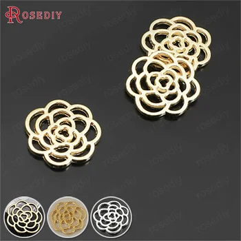 

(26802)50PCS 16MM Champagne gold Color Plated Zinc Alloy Rose Charms Diy Jewelry Findings Accessories Wholesale