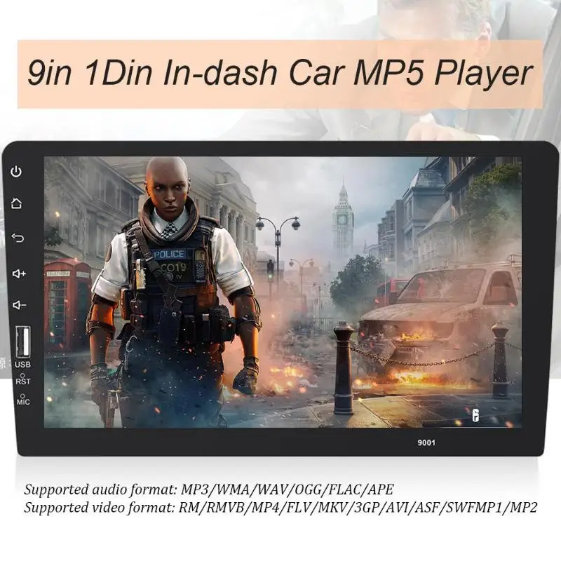 Универсальный 9in HD сенсорный экран 1Din In-dash Bluetooth автомобильный стерео MP4/MP5 плеер головное устройство USB/TF/AUX/FM в fm-радио 87,5 м до 108 м