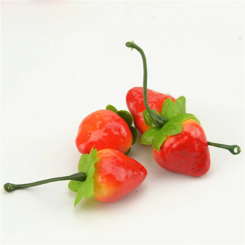 Artificial Fruits and Vegetables 10pcs/lot 3cm Mini Artificial Fruit Foam Strawberry For Home Wedding Party Garden Decoration artificial fruits and vegetables