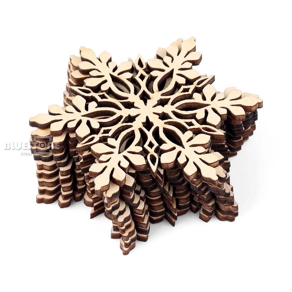 

4 Differrent shaps Snowflake Wood Embellishment Tree Hanging Ornament Decor