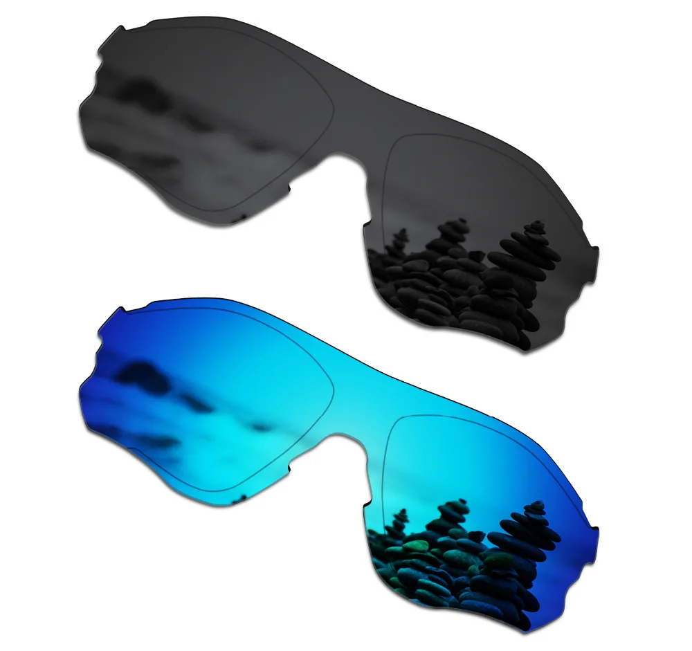 

SmartVLT 2 Pieces Polarized Sunglasses Replacement Lenses for Oakley EVZero Path Stealth Black and Ice Blue