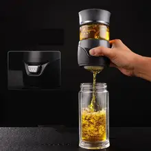 Чай разделения воды чашка двойной слой стекло Подарок Портативный Творческий фильтр решений