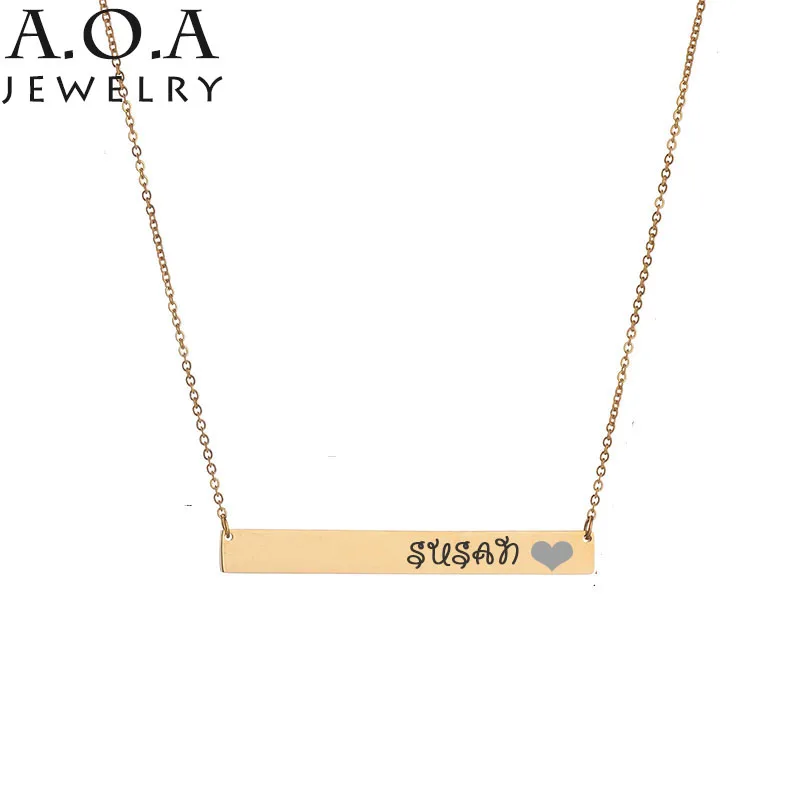 

Hot Sale 316L Stainless Steel Name Necklace Engrave Blank Bar Tag Necklace Personalized Photo Gifts For Family