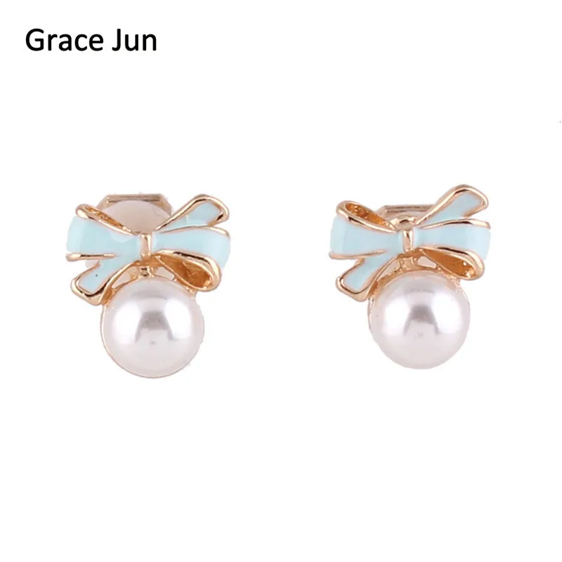 

Korea Style Simulated Pearl Enamel Bowknot Shape Clip on Earrings for Women Party Wedding Cute Charm Pierced Earrings Bijoux