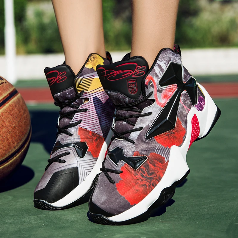 Мужские кроссовки высокого качества для взрослых мальчиков, черные и белые баскетбольные ботинки, Мужская Баскетбольная обувь