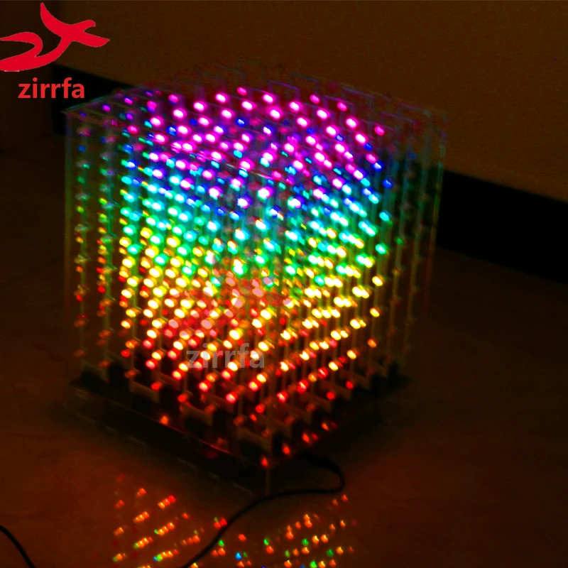 Zirrfa 2018 Новый 3D 8x8x8 RGB/красочные cubeeds готовые, отличные анимации светодио дный светодиодный дисплей Рождественский подарок для SD карты с